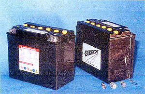 The Two shorted battery with significant melting poles